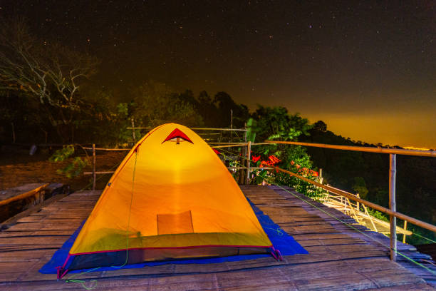 Camping tents on the mountain.